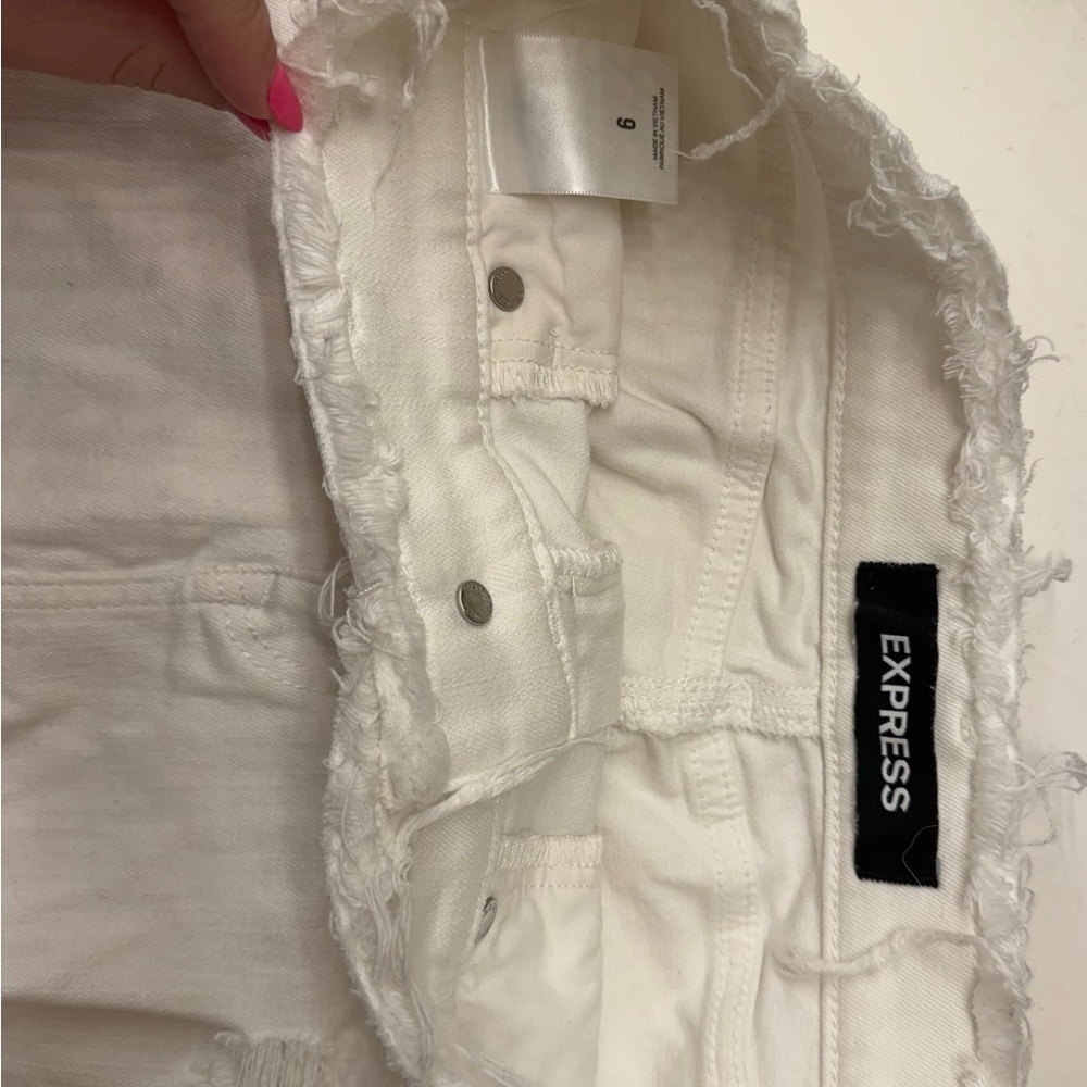 Express white Frayed Hem Skirt